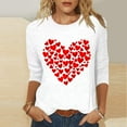 thumbnail image 1 of Yteetum Women's Valentines T Shirts Oversized Crewneck Valentine's Day Graphic Printed 3/4 Length Sleeve Shirt Tops Womens Casual Round Neck Loose Comfy Loves Heart Print Three Quarter Sleeve Shirts, 1 of 6