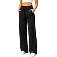 thumbnail image 1 of Yteetum Women's Wide Leg Pants Drawstring Elastic High Waisted Palazzo Pant Women Summer Fall Casual Solid Loose Comfy Travel Vacation Lounge Pant, 1 of 8