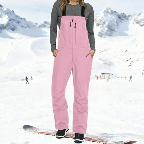 Yteetum Womens Plus Size Insulated Snow Bibs Overalls Waterproof Windproof Suspender Ski Jumpsuit Pants Winter Outdoor Sport Snowboarding Pant