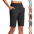 thumbnail image 1 of Yteetum Womens Yoga Shorts High Waist Yoga Shorts with Pockets Ladies Plus Size Stretch Comfort Fitness Yoga Shorts Work Pants Casual Quickly Dry Elastic Athletic Shorts, 1 of 9