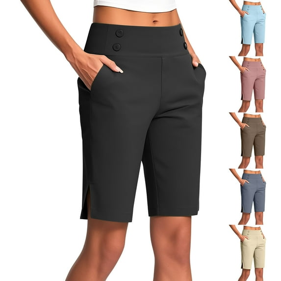 Yteetum Womens Yoga Shorts High Waist Yoga Shorts with Pockets Ladies Plus Size Stretch Comfort Fitness Yoga Shorts Work Pants Casual Quickly Dry Elastic Athletic Shorts