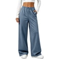 thumbnail image 1 of CHGBMOK Plus Size Women's Wide Leg Pants High Waist Drawstring Sweatpants with Side Pockets Casual Comfy Trousers, 1 of 8