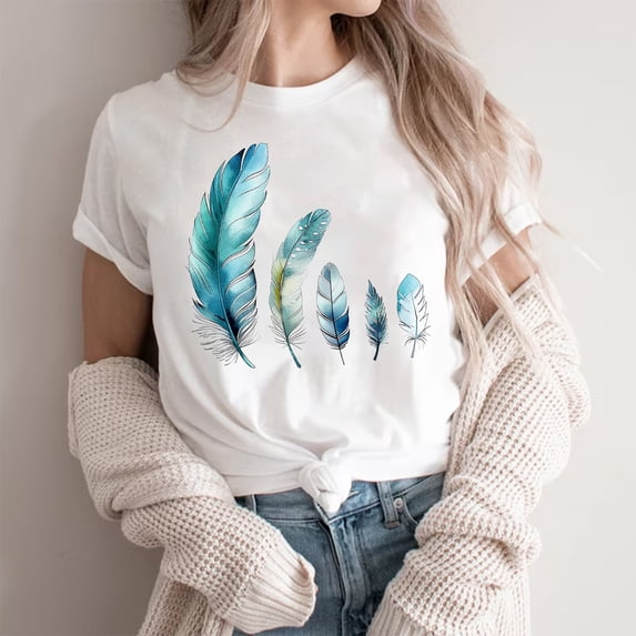 Ytndtr T-Shirt For Women's Graphic Tees Printed Casual Short Sleeve Tops Summer Loose Top