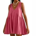 thumbnail image 1 of Ytndtr Women Summer Sleeveless Mini Dress Casual Loose V Neck Sundress, 1 of 7