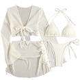 thumbnail image 1 of Ytndtr Women's 4 Piece Mesh Bikini Set Halter Triangle Swimsuit with Tie Front Cover Up Top Skirt, 1 of 7