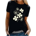 thumbnail image 1 of Ytndtr Women's Casual Tops Daisy Print Short-sleeved Tees Crew-neck Pullover, 1 of 5