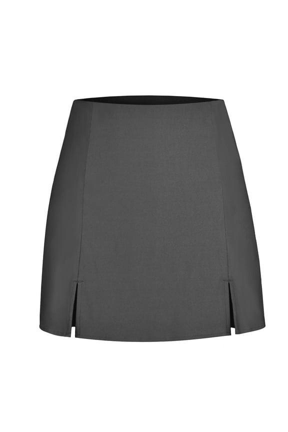 Women's High Waist Double Split Hem Mini Skirt Side Slit Bodycon Skirts