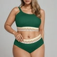 thumbnail image 1 of Ytndtr Women's Plus Size High Waisted Ribbed Bikini Set Boho Trim Two Piece Swimsuit for Beach Vacation, 1 of 4