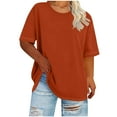 thumbnail image 1 of Ytndtr Women's Plus Size Top Round Neck Elbow-Length Sleeved Summer T-Shirt, 1 of 7