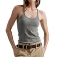 thumbnail image 1 of Ytndtr Women's Summer Spaghetti Strap Tank Top Form Fitting Crew Neck Ribbed Knit Basic Shirts, 1 of 7