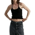 thumbnail image 1 of Ytndtr Women's Summer Spaghetti Strap Tank Top Form Fitting Crew Neck Ribbed Knit Basic Shirts, 1 of 6