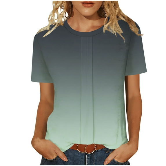 Ytndtr Women's T-shirt Color Block Short Sleeve T Shirts Casual Crew Neck Tops Basic Summer Loose Fit Tees