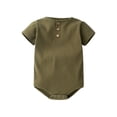 thumbnail image 1 of Ytobaz Newborn Baby Onesie Ribbed Short Sleeve Bodysuit Henley Button Down Onesie Solid Basic Jumpsuit Infant Toddler Comfy Summer Clothes One Piece Onesie Daily Wear Army Green 3-6 Months, 1 of 5