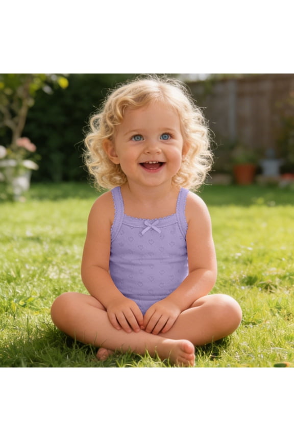 Sleeveless Ribbed Bodysuit for Baby Girls Snap Crotch Camisole Onesie with Bow Detail Soft Stretch Infant Summer Layering Clothes Purple 3-6Months