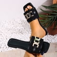 thumbnail image 1 of Ytobaz Slide Sandals for women Woven Buckle Flat Sandals Open Toe Slides Office Vacation Travel Walking Daily Casual Comfortable Footwear, 1 of 9