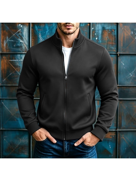 Track Jacket for Men Full Zip Casual Stand Collar Athletic Sweatsuit Coat Lightweight Activewear Outerwear with Pockets for Gym Running Sports Workout