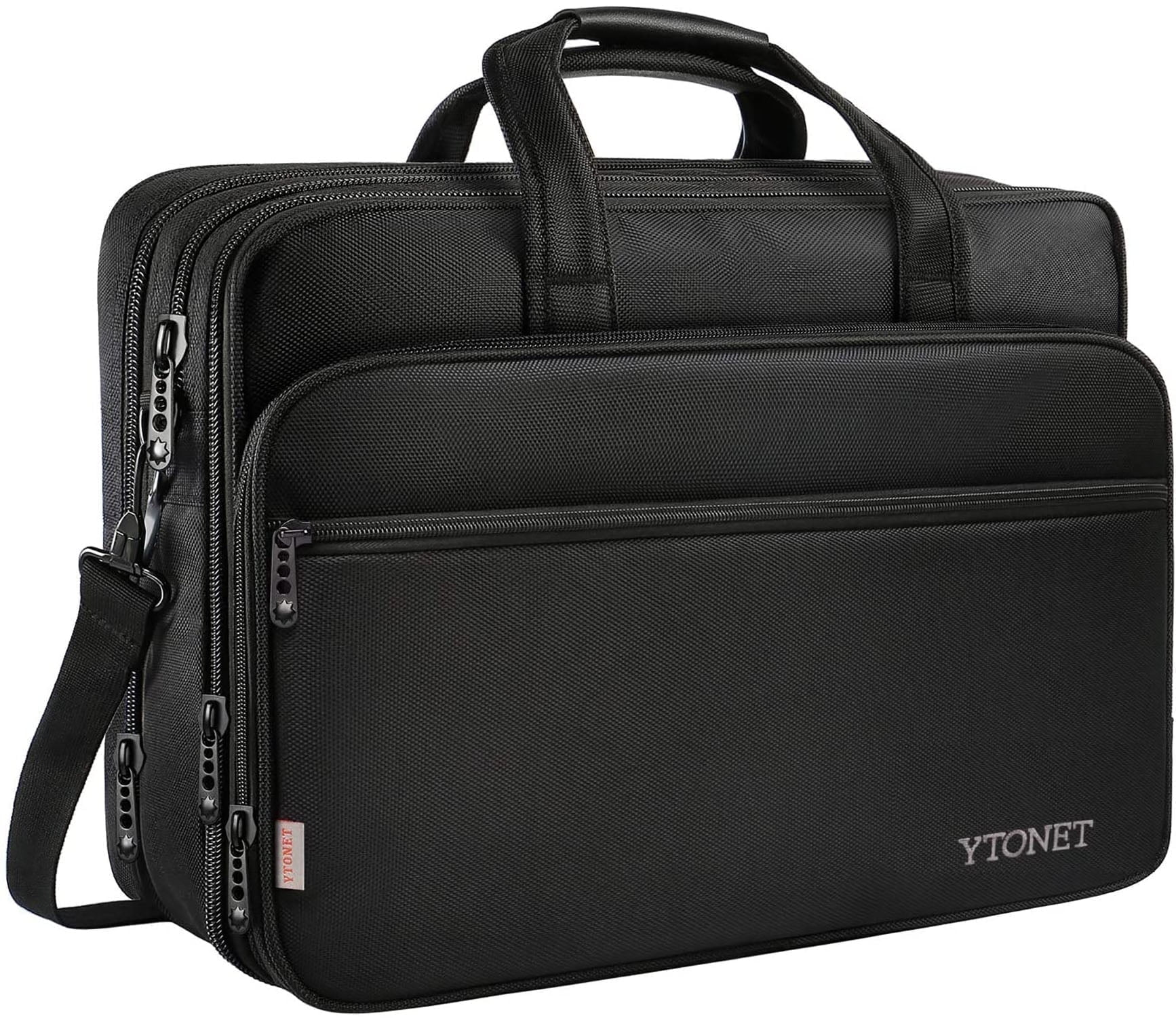 Ytonet 17 inch Laptop Shoulder Bag for Men Women, Waterproof Expandable  Messenger Computer Bag Case with Soft PU Leather Handle, Black