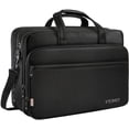 thumbnail image 1 of Ytonet 17 inch Laptop Shoulder Bag for Men Women, Waterproof Expandable Messenger Computer Bag Case with Soft PU Leather Handle, Black, 1 of 8