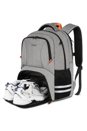 Travel Backpack for Men & Women, Water-Resistant Sports Backpack with Shoe Compartment, Fits 15.6-inch Laptop – Ideal for Workouts, Camping, Hiking, Gray