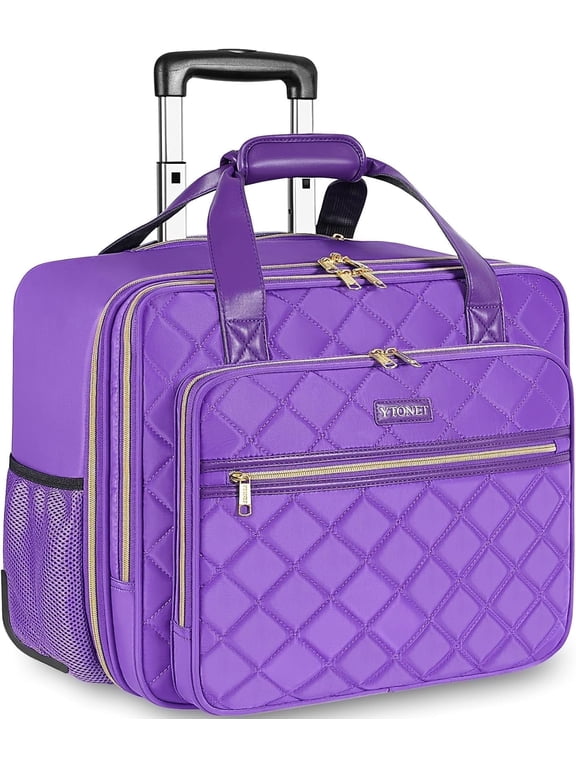 Rolling Briefcase & Laptop Bag for Women, 17.3 in, with Wheels & Zipper Closure for Travel