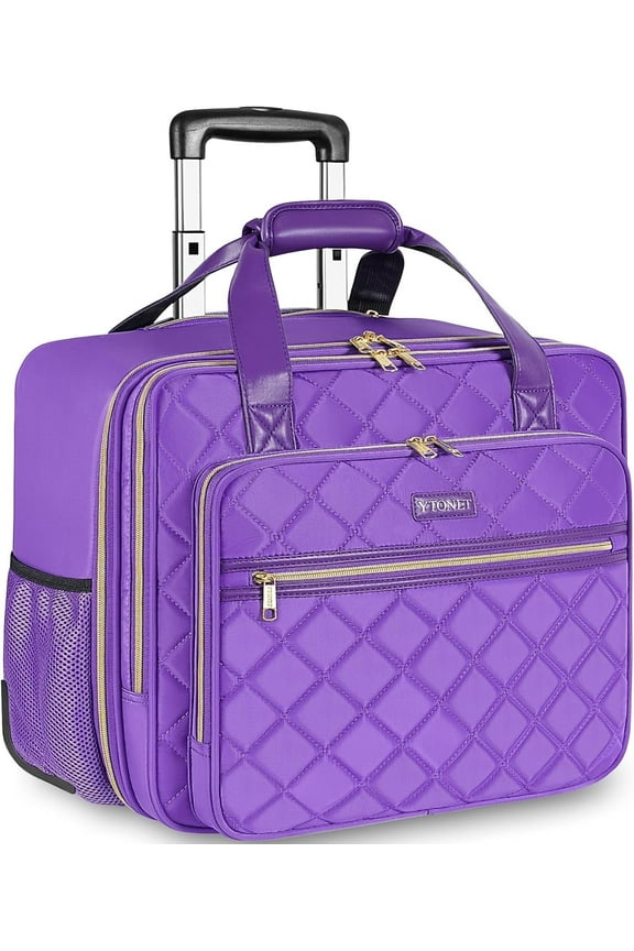 Rolling Briefcase & Laptop Bag for Women, 17.3 in, with Wheels & Zipper Closure for Travel