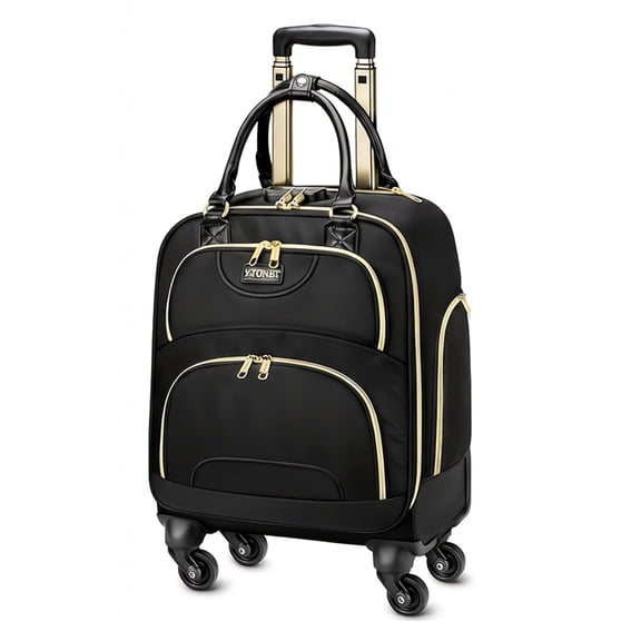 Ytonet Underseat Bag Carry on Luggage with Spinner Wheels, Airline Approved Softside Suitcase, Black