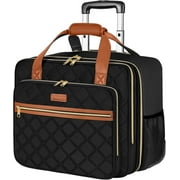 Ytonet Rolling Laptop Bag, 17.3 Inch Rolling Briefcase for Women Men, Water Resistant Computer Bag with Wheels, Black Brown