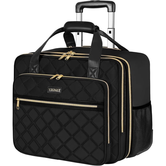Ytonet Rolling Laptop Bag Women, Briefcase for 17.3 Inch with Wheels Computer Case Work Travel College Business Wife Mom Teacher, Black