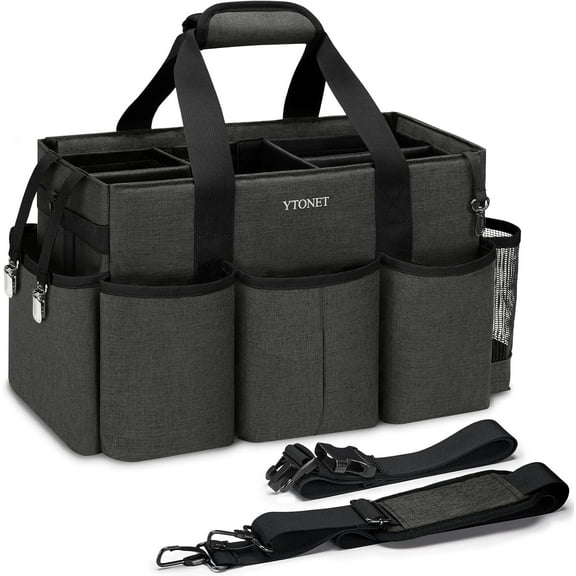 Ytonet Wearable Cleaning Caddy Bag, Sturdy Large Supplies Organizer, Caddy Organizer with Strap, Black