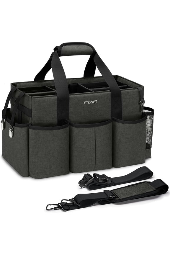 Wearable Cleaning Caddy Bag, Sturdy Large Supplies Organizer, Caddy Organizer with Strap, Black