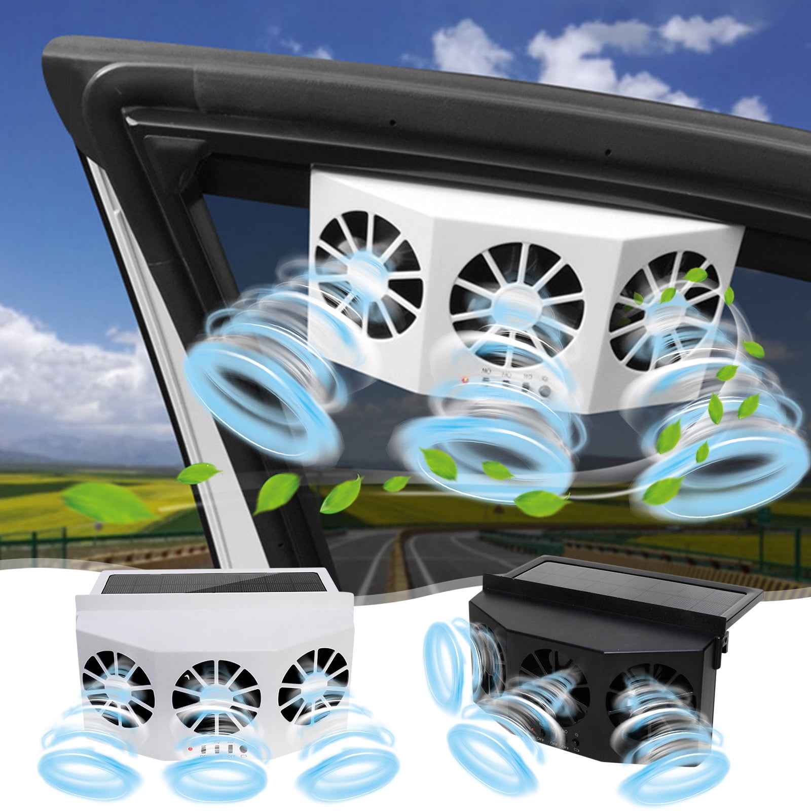 Ytppwn Car Window Fan Solar Powered, Solar Powered Car Cooling Artifact, Air Circulation Exhaust