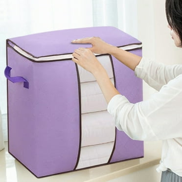 Ytppwn Clothes Storage, Large Clothing Storage Bags, Linen Closet Organizers and Storage for Bedroom, Blanket, Comforter, Foldable Storage Bins with Lids and Handle, 65L