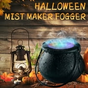 Coollooc Halloween Fog Machine Cauldron, 6 LED Lights Fog Machine Atomizer, Plastic Cauldron Pot for Holidays Outdoor Parties Decorations