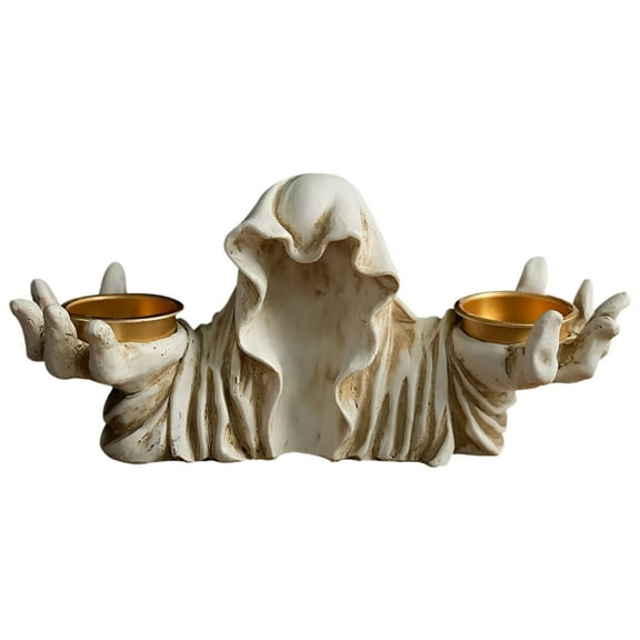 Yttmshdga Clearance! Halloween Grim Candle Holder Gothic Sitting Statue Resin Candlesticks Desktop Home Decor