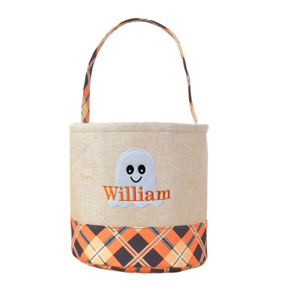 Yttmshdga Clearance! Halloween Handbag Basket Canvas Bucket Halloween Decorative Hand Held Cloth Basket Large Capacity Storage Candy Basket