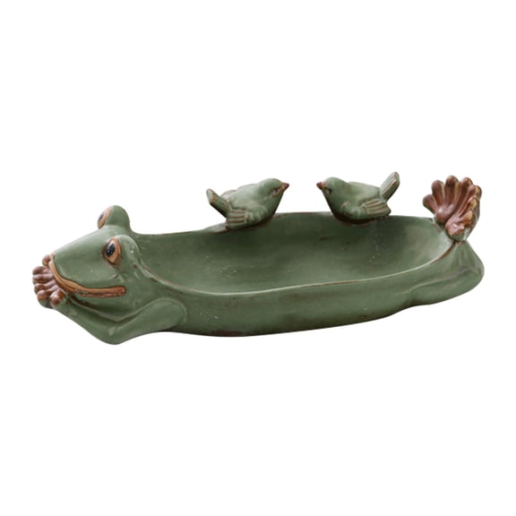 Yttmshdga Decorative Ceramic Frog Bird Feeder Ornament For Outdoor Garden Patio Decor Ornament