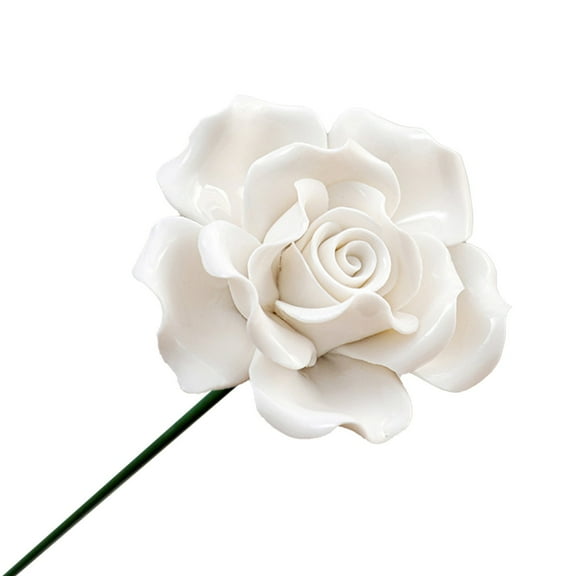 Yttmshdga Handmade Ceramic Roses Set Of 6 Realistic Decorative Flowers 14" Tall Colors For Home Decor & ( & Fade ) clay item