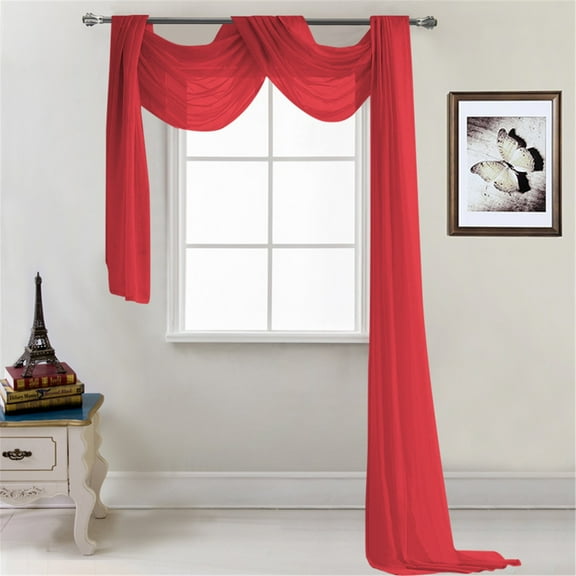 Yttmshdga Sheer Voile Curtains Price Drop Alert! New Window Scarf Multifunction Voile Window Or Event Decoration,Red