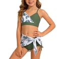 thumbnail image 1 of Ytxxxx Girls 3 Piece Adjustable Straps Bikini Sets with Mesh Coverups Skirt 7-8 Years Green-g, 1 of 4