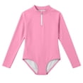 thumbnail image 1 of Ytxxxx Girls Zip-Up Solid Color Quick Dry One-Piece Swimsuits Hot Pink-1 3-4 Years, 1 of 4