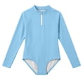 thumbnail image 1 of Ytxxxx Girls Zip-Up Solid Color Quick Dry One-Piece Swimsuits Light Blue 7-8 Years, 1 of 4