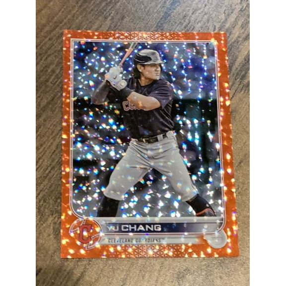 Yu Chang Cleveland Guardians MLB 2022 Topps Update - Orange Rainbow Foil US203 SN299