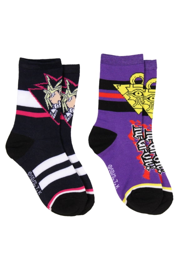 Yu-Gi-Oh! Boys' Socks Yami Yugi Pyramid Of Light 2 Pairs Kids Athletic Crew Socks