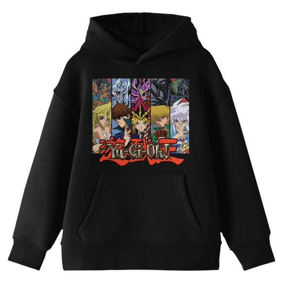 Yu-Gi-Oh Character Group With Main Monsters Long Sleeve Youth Black Hooded Sweatshirt-XL
