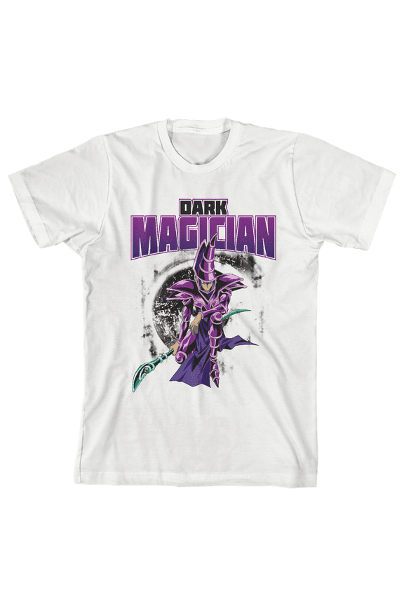 Yu-Gi-Oh Dark Magician Collegiate Style Crew Neck Short Sleeve Boys' White T-shirt-Small