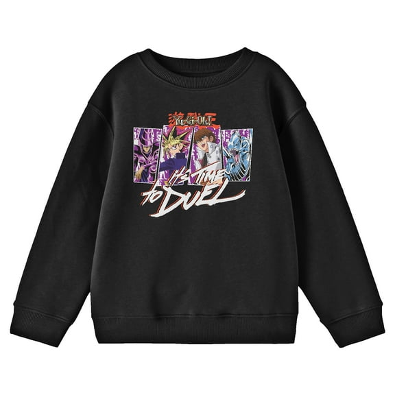 Yu-Gi-Oh It's Time To Duel Crew Neck Long Sleeve Youth Black Sweatshirt-Medium
