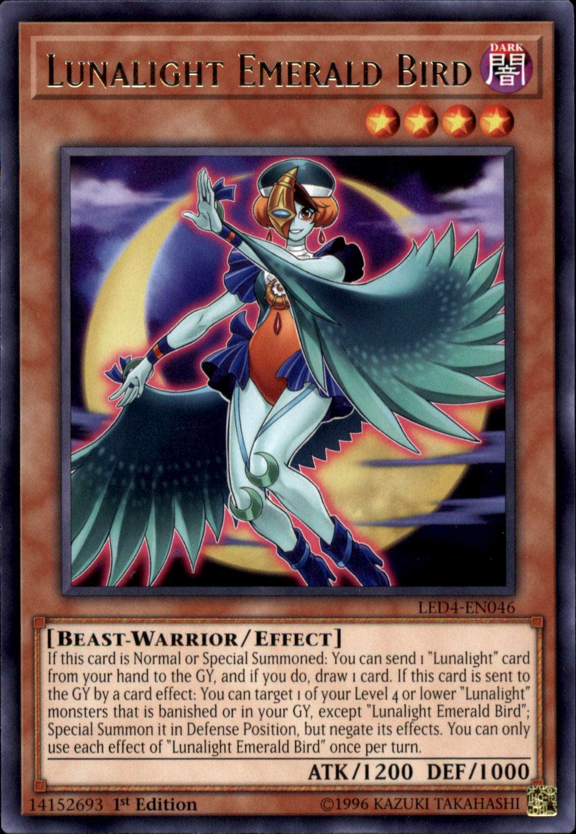 Yu-Gi-Oh Lunalight Emerald Bird LED4-EN046 - Walmart.com