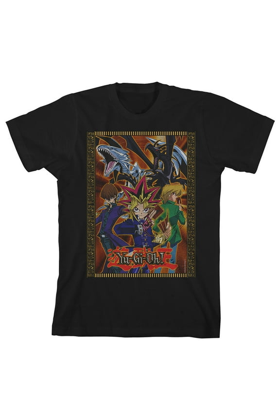Yu-Gi-Oh Main Characters Youth Black Graphic Tee-L