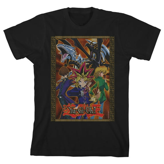 Yu-Gi-Oh Main Characters Youth Black Graphic Tee-XS