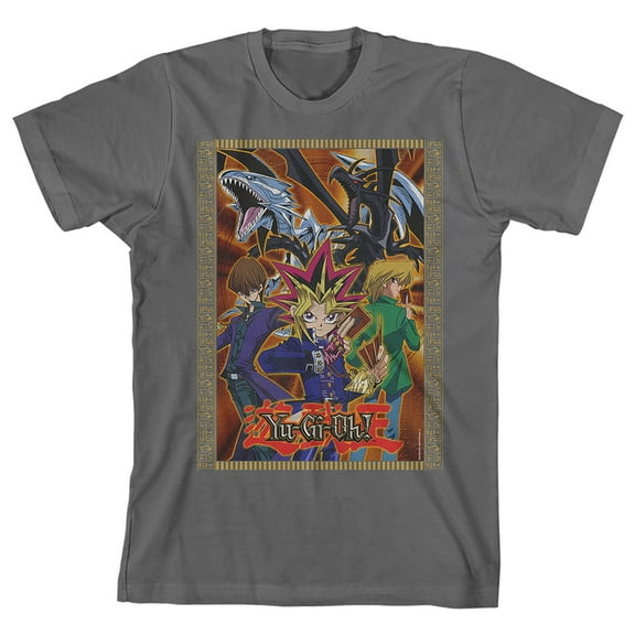Yu-Gi-Oh Main Characters Youth Charcoal Graphic Tee-S